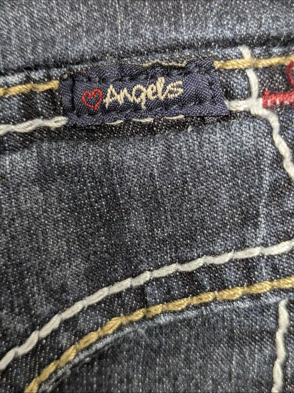 Angels Dark Blue Washed Denim Shorts - Picture 6 of 8